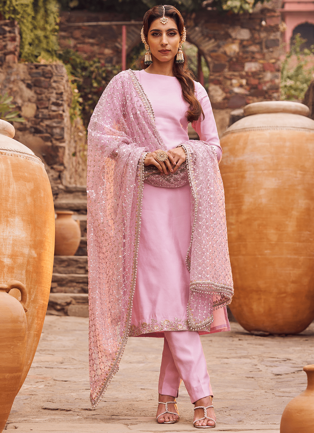 Lilac Embroidered Straight Suit - Lashkaraa
