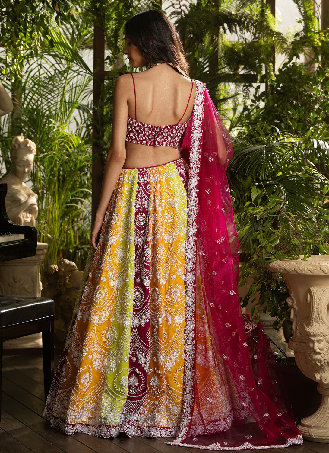 Magenta Multicolor Embroidered Pure Silk Lehenga - Lashkaraa