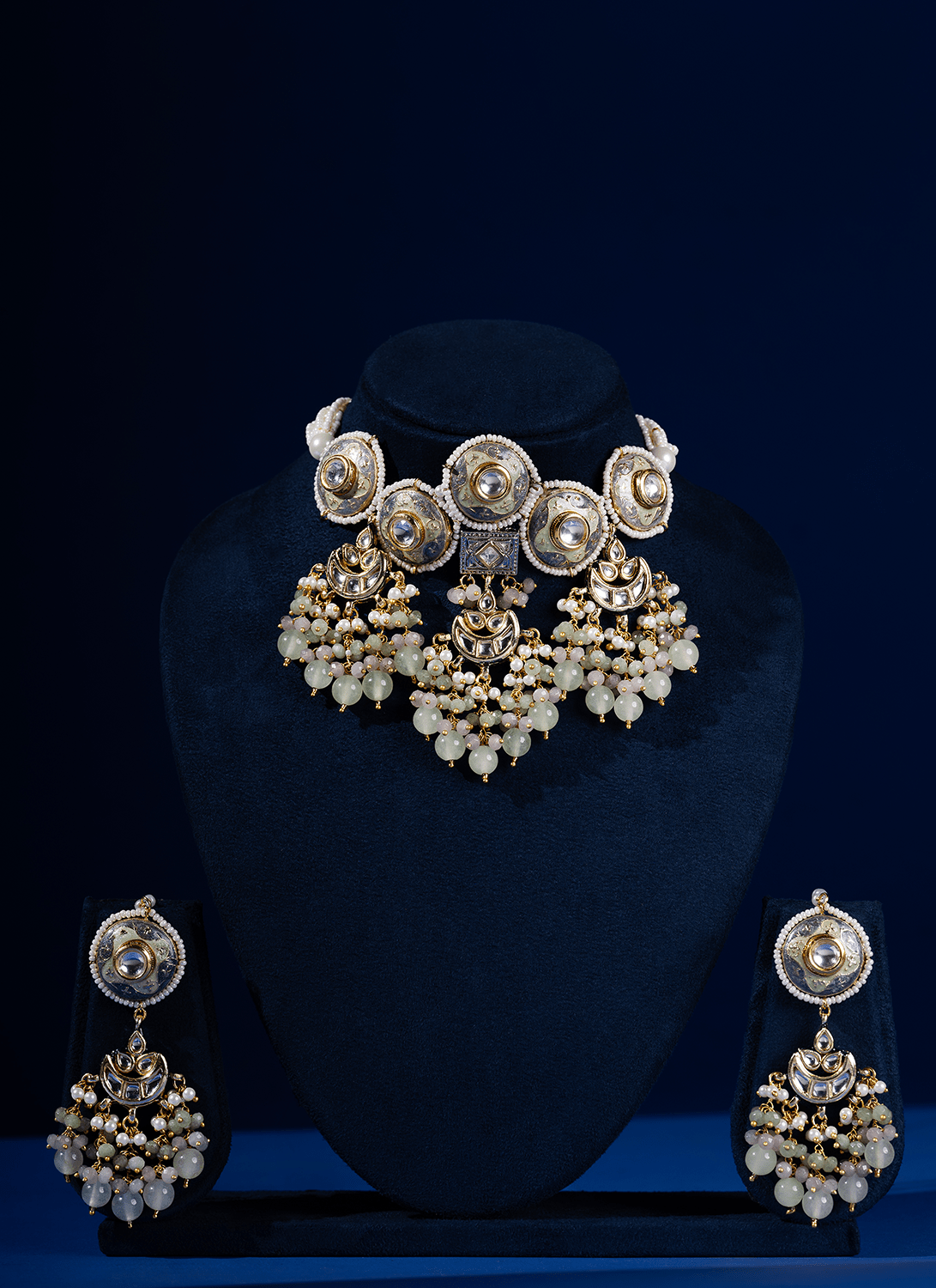 Mint Green Kundan Medallion Set - Lashkaraa