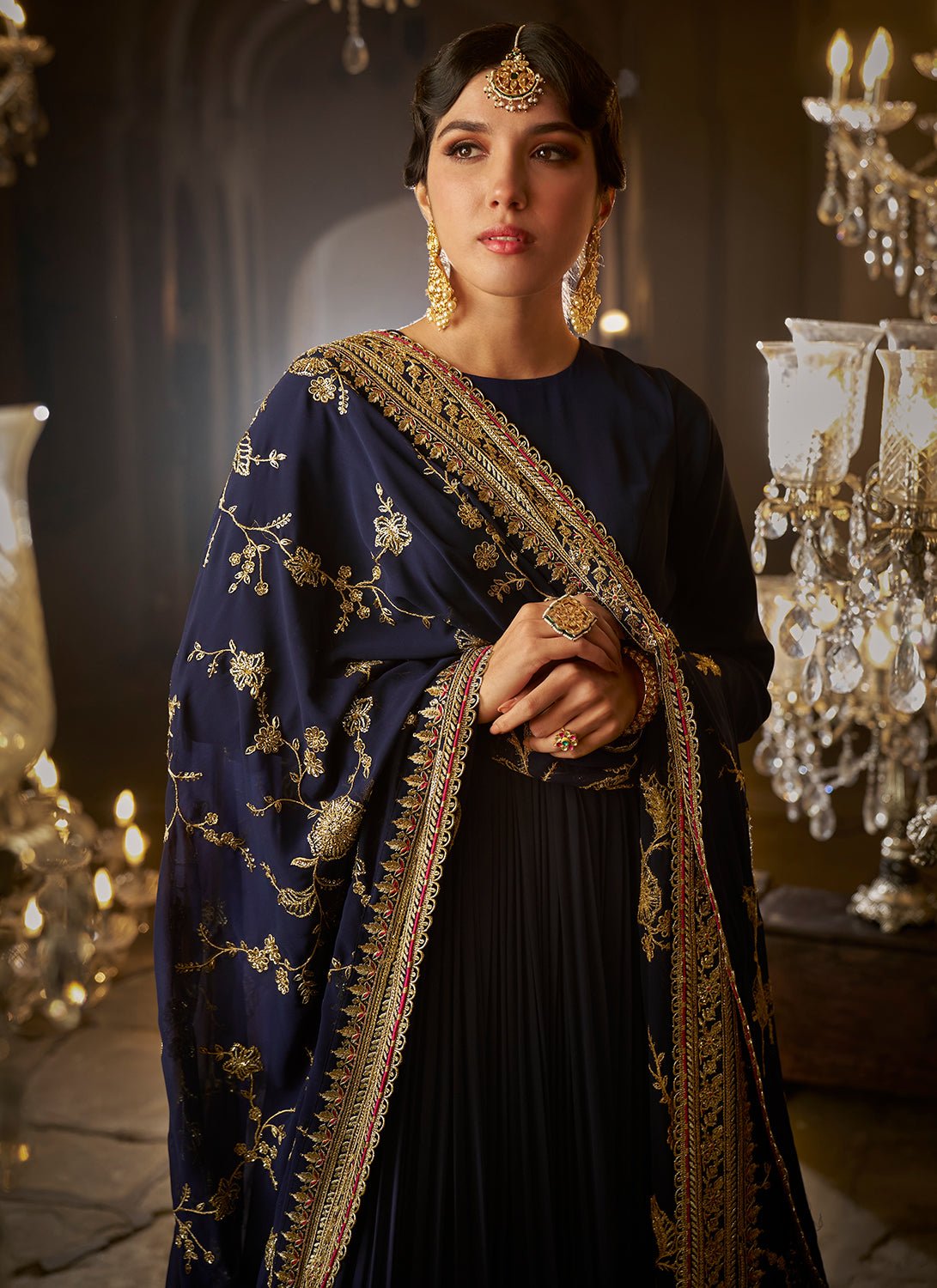 Navy Blue Embroidered Anarkali - Lashkaraa
