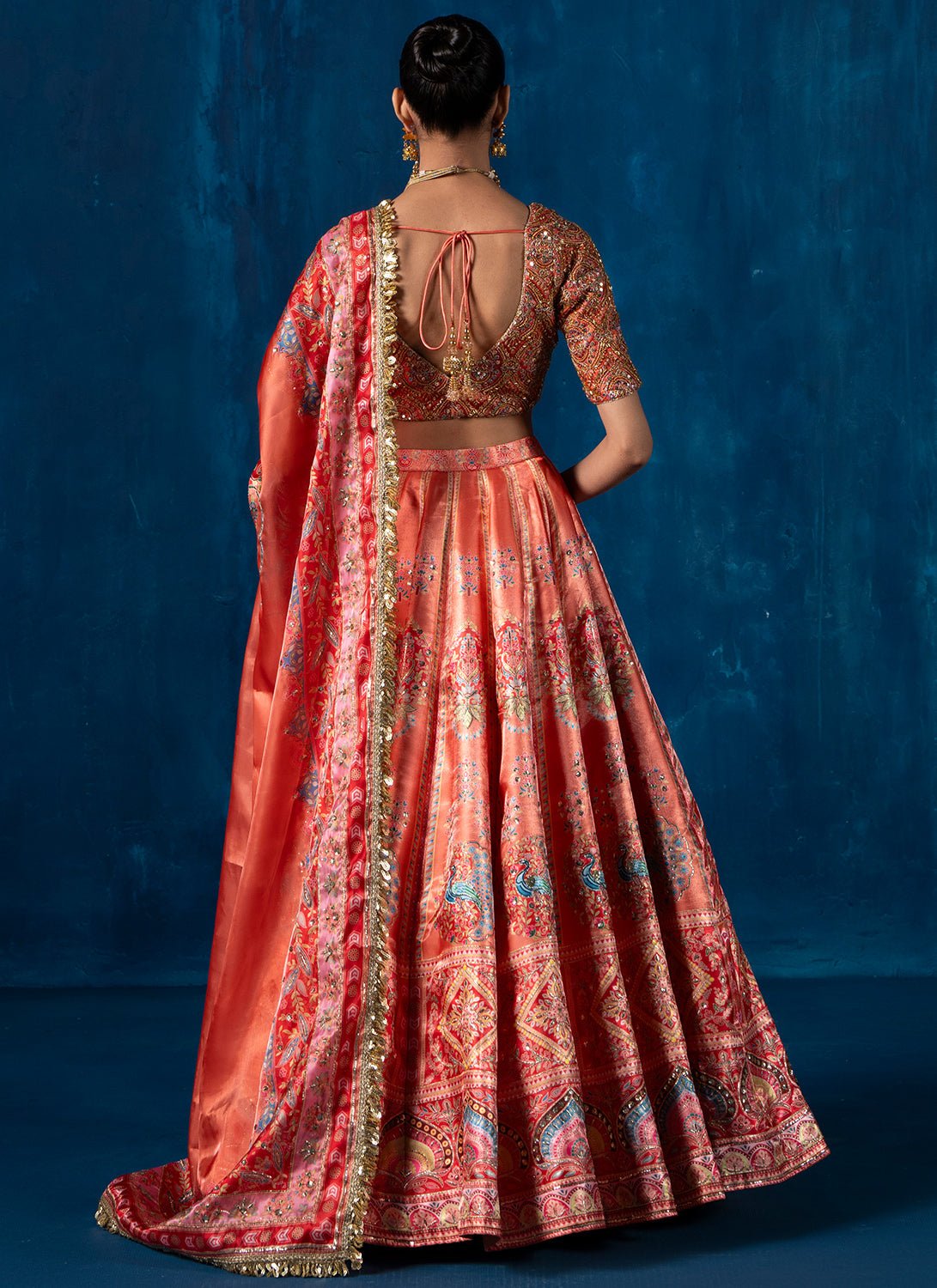 Orange Multicolor Embroidered Lehenga - Lashkaraa