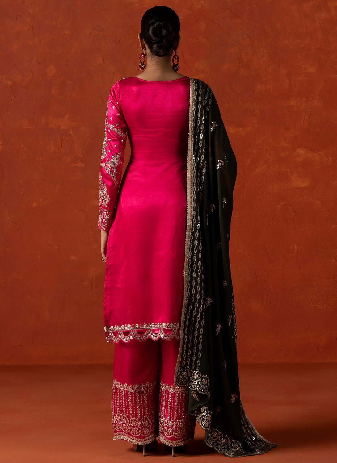 Pink and Green Embroidered Palazzo Suit - Lashkaraa