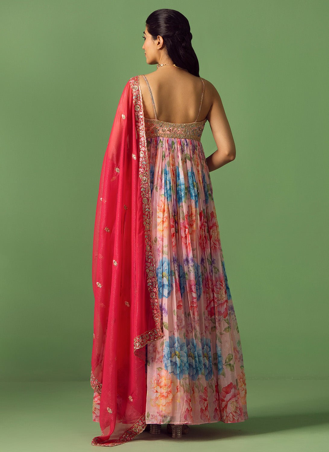 Pink Multicolor Floral Printed Anarkali - Lashkaraa