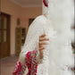 Off White and Red Embroidered Anarkali