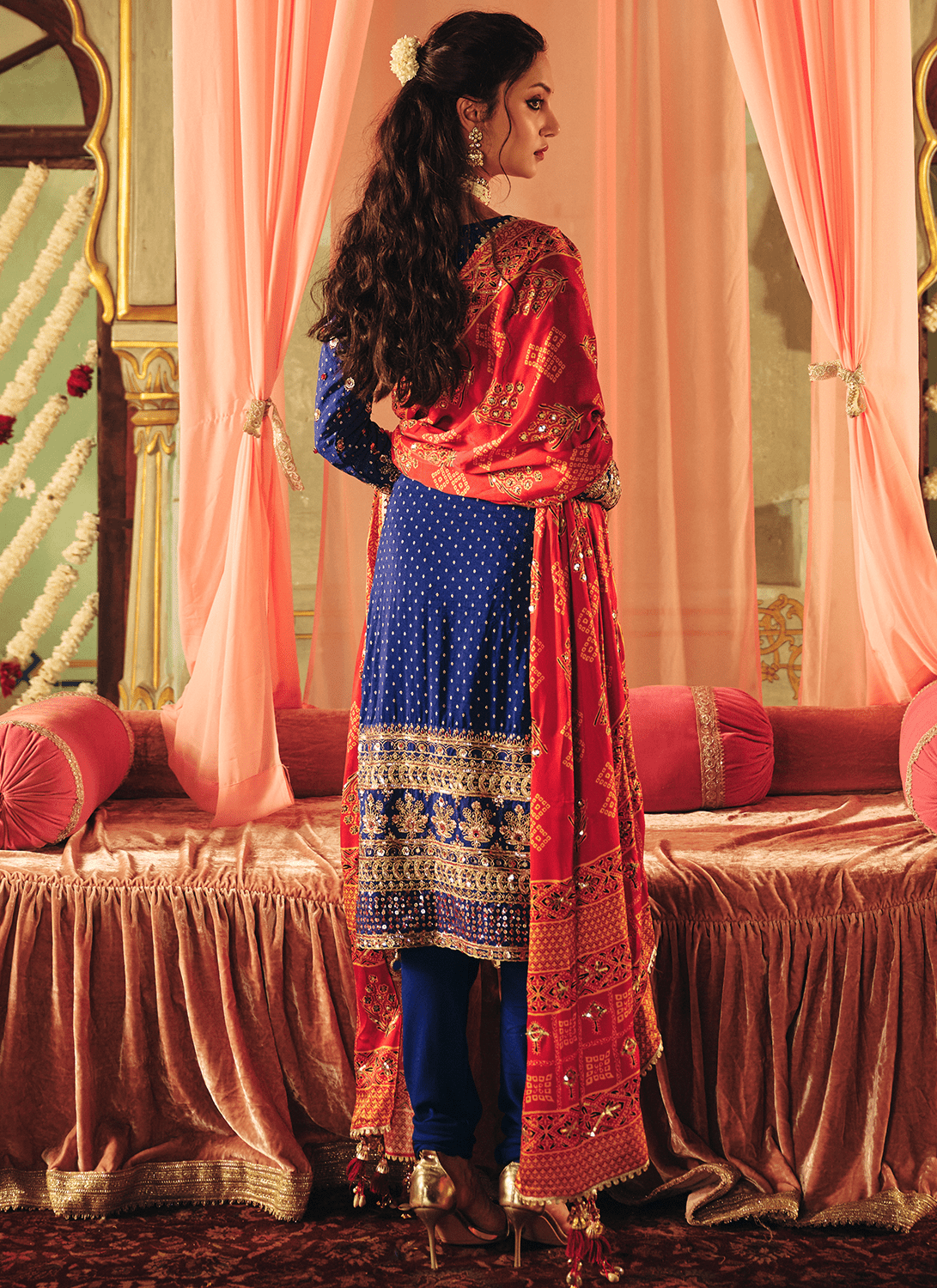 Royal Blue Embroidered Georgette Straight Suit - Lashkaraa