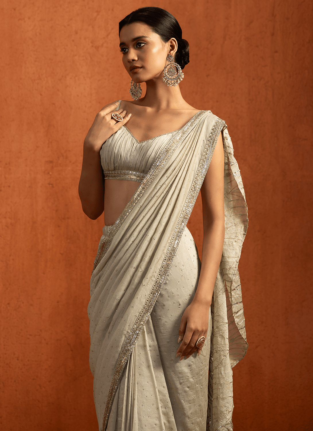Sage Green Embroidered Silk Saree - Lashkaraa
