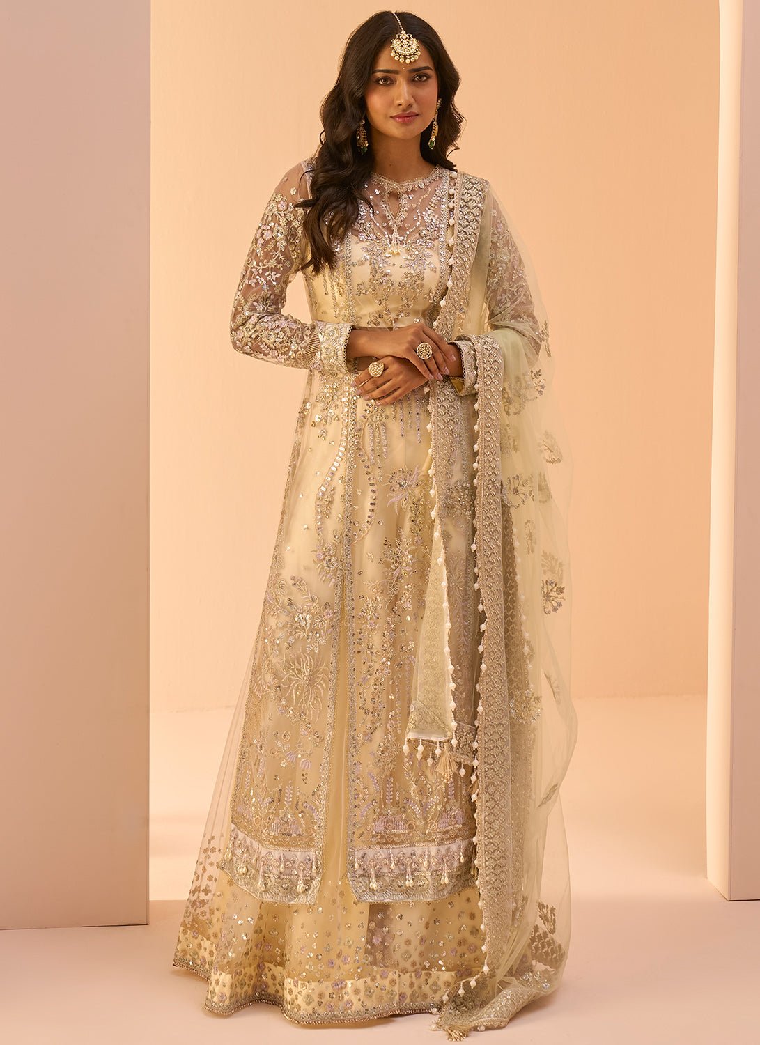 Soft Yellow Embroidered Sharara Suit - Lashkaraa