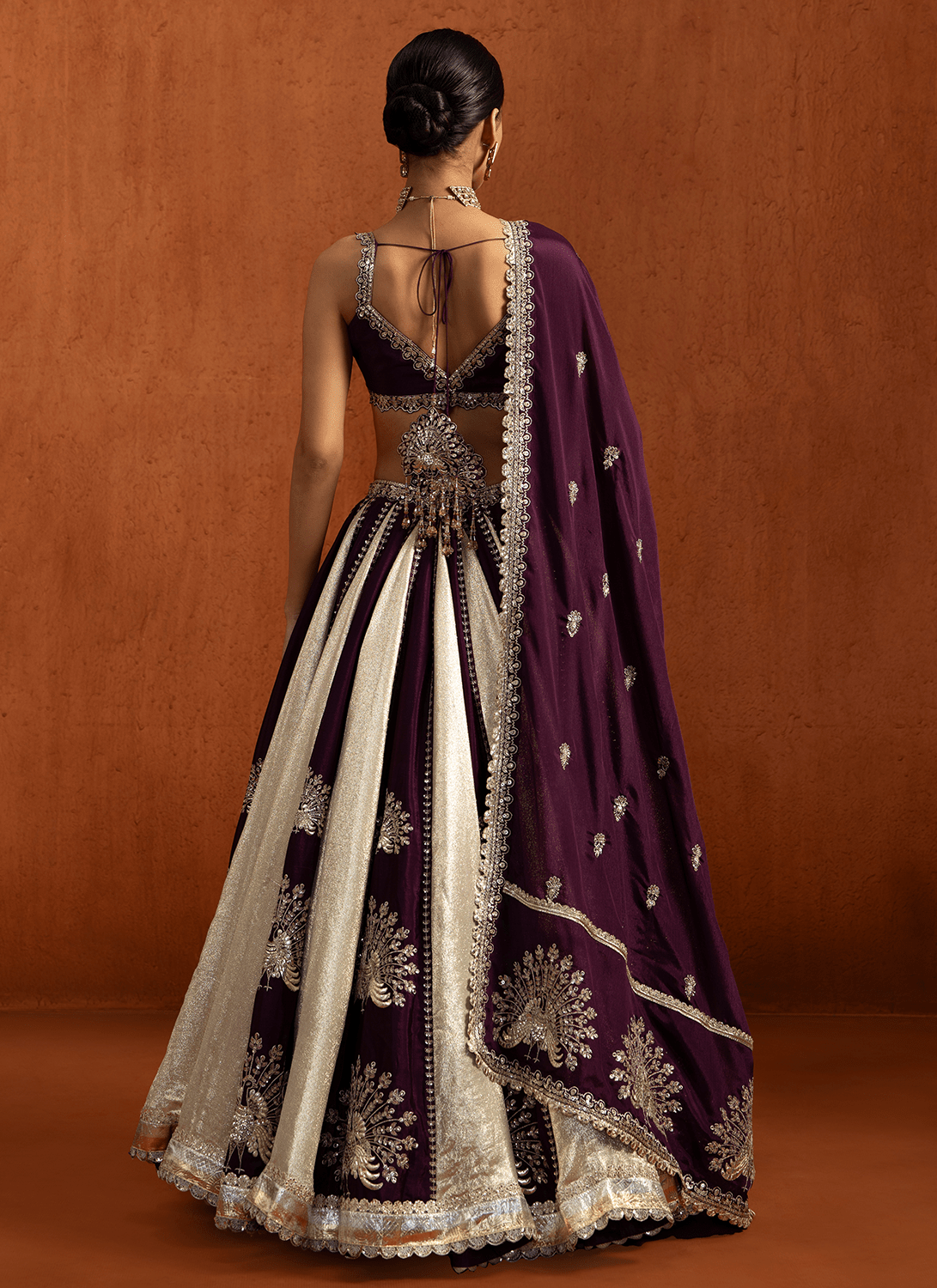 Wine Multicolor Embroidered Lampi Lehenga - Lashkaraa
