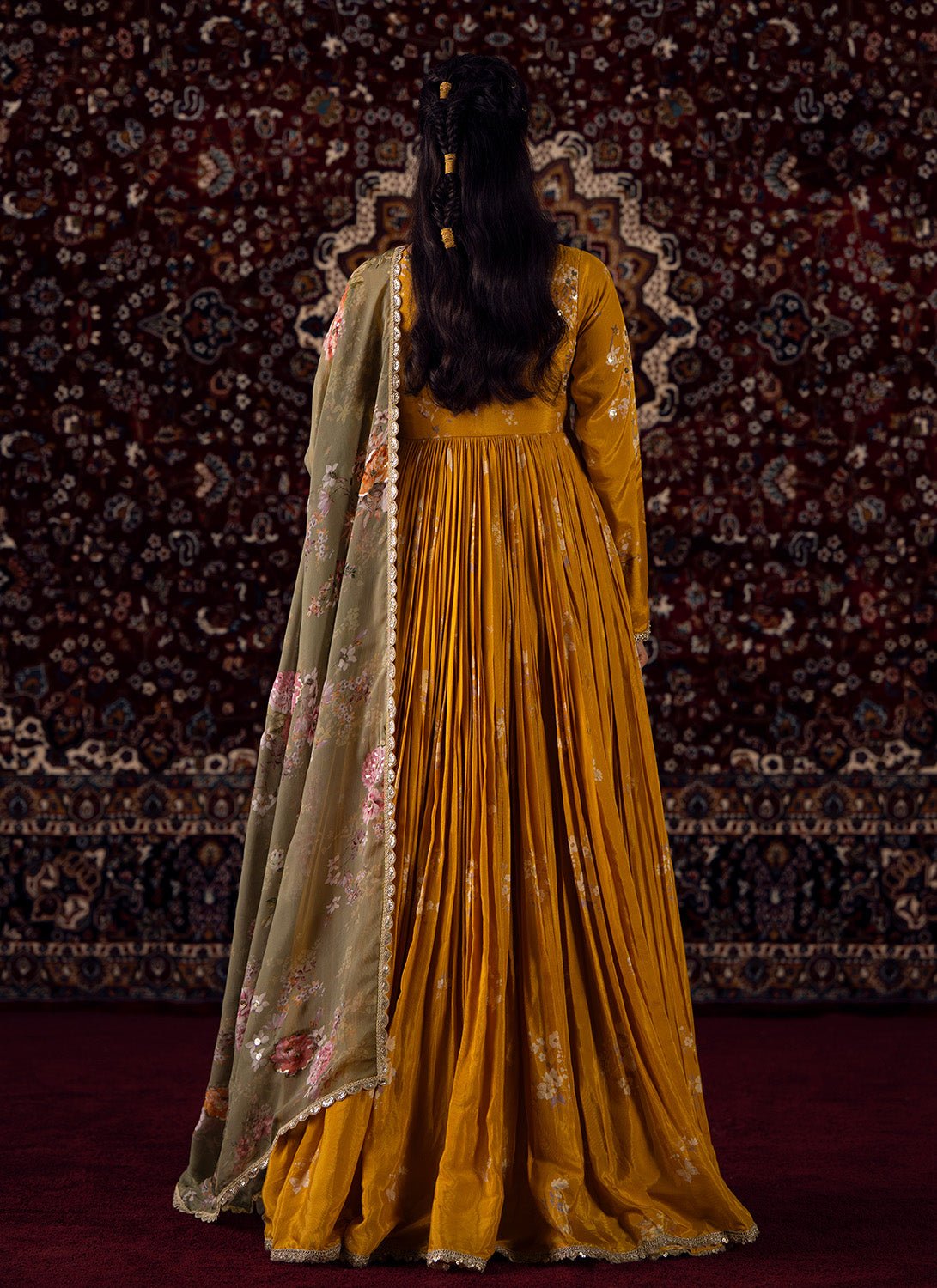 Yellow Embroidered Viscose Silk Anarkali - Lashkaraa