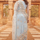 Light Dusty Blue Embroidered Net Saree