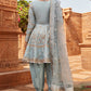 Dusty Blue Dhoti Style Punjabi Suit