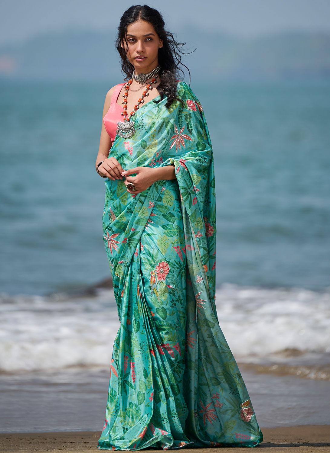 Green deals floral print