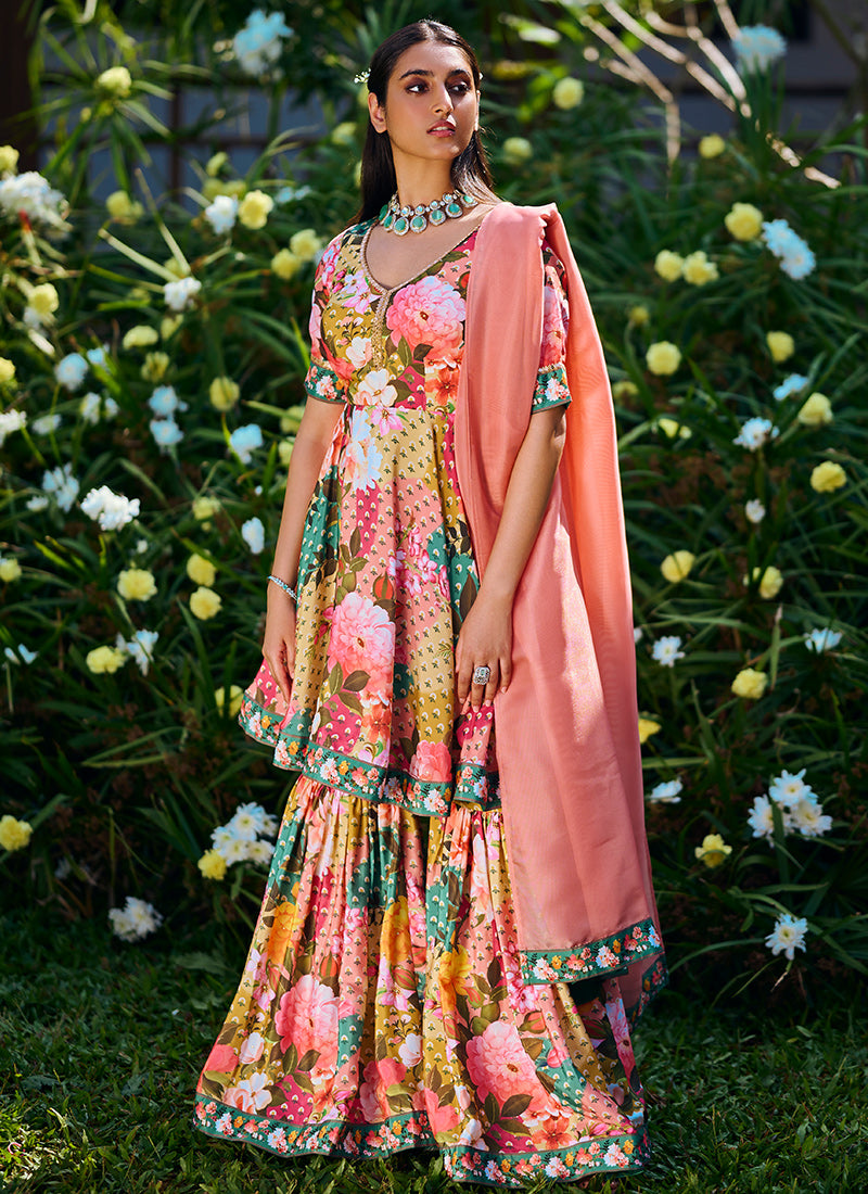 Multi Floral Printed Gharara