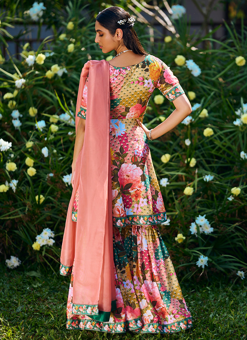 Multi Floral Printed Gharara