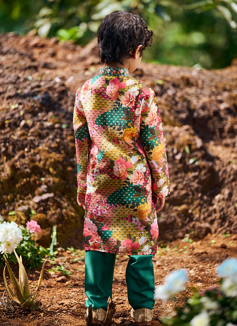 Kids Multi Floral Printed Kurta Set