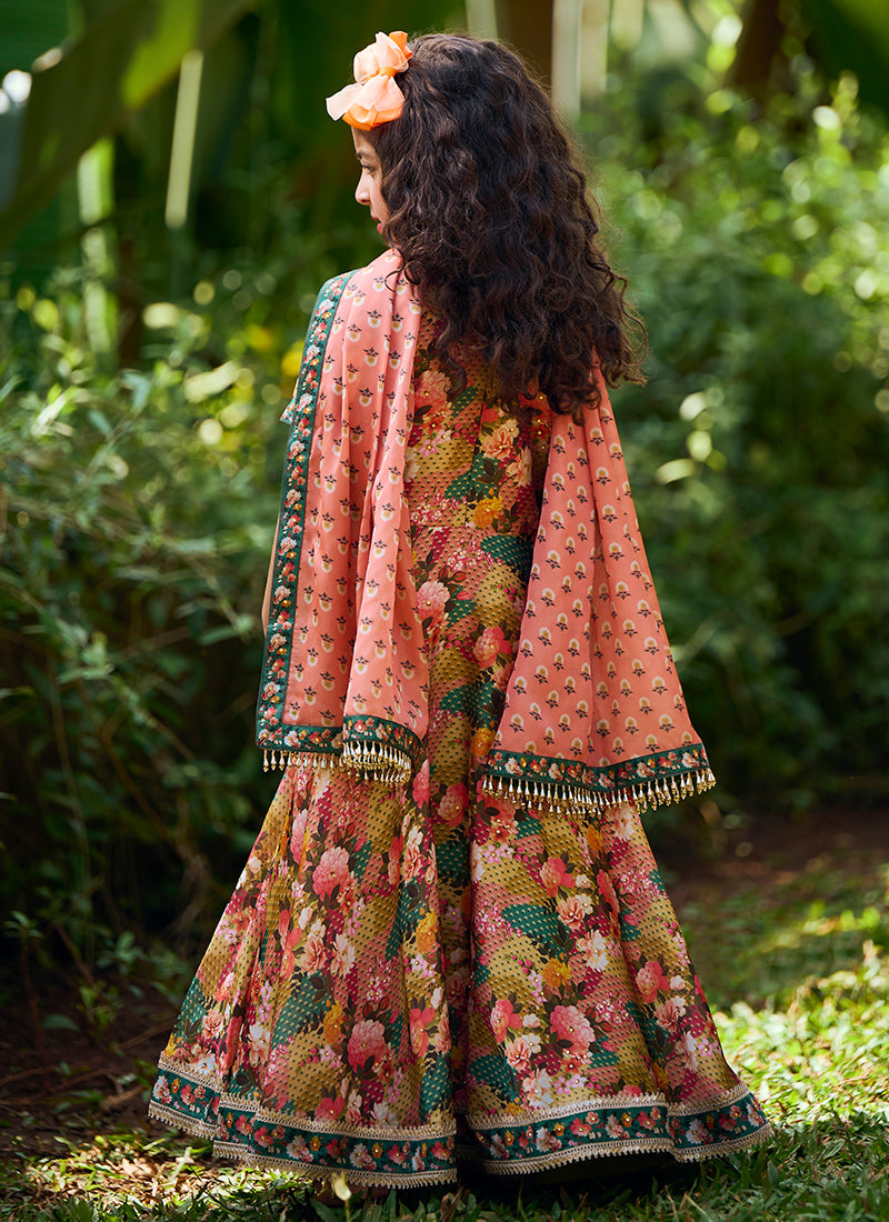 Kids Multi Floral Printed Anarkali