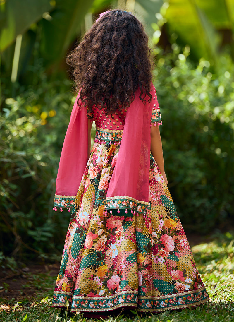 Kids Multi Floral Printed Lehenga