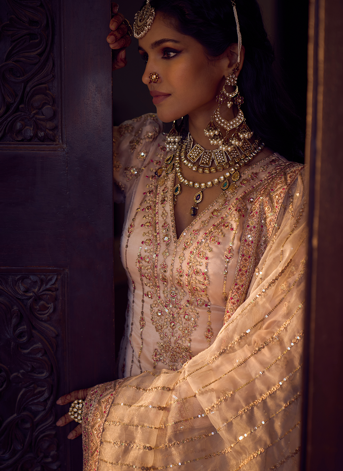 Off White Embroidered Gharara Suit