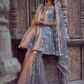 Dusty Blue Embroidered Gharara Suit