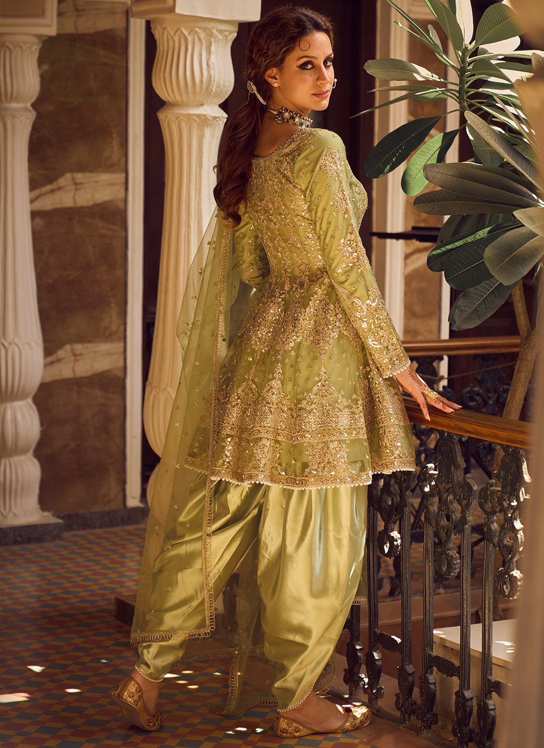 Light Green Peplum Style Punjabi Suit