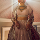 Dusty Pink and Red Embroidered Lehenga
