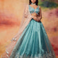 Dusty Teal and Pink Embroidered Lehenga