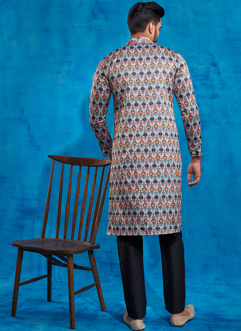 Multicolor Black Printed Sherwani
