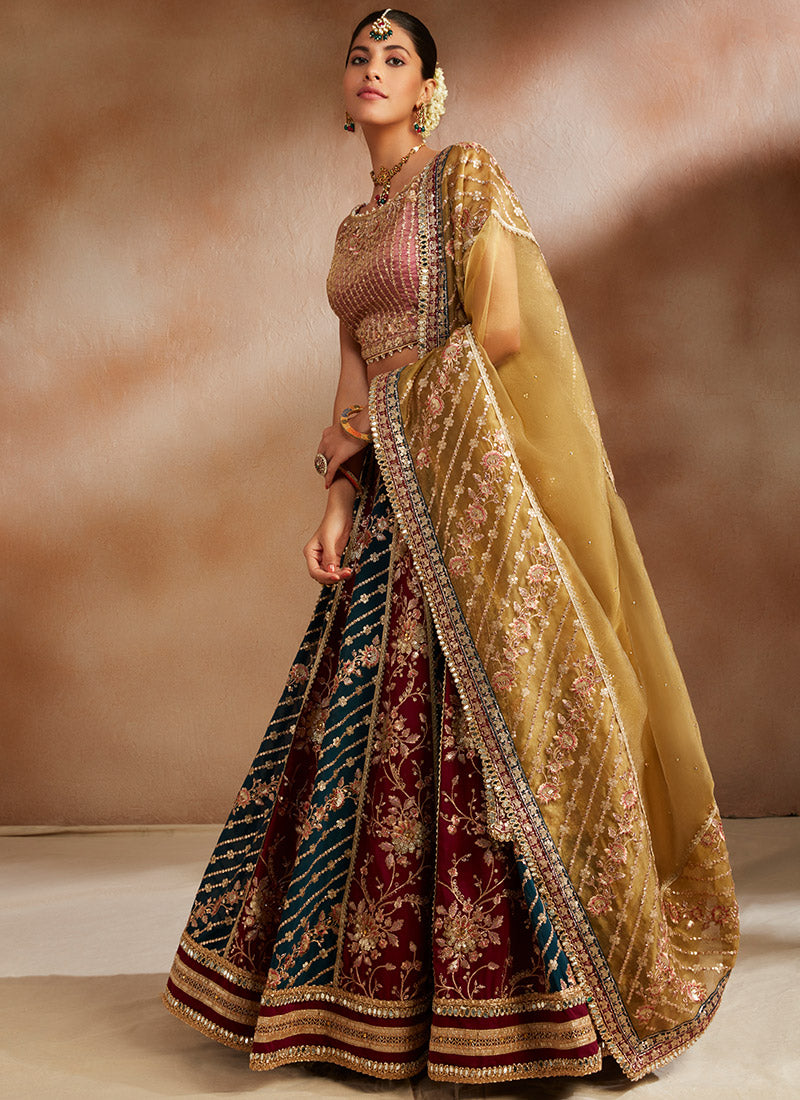 Multicolor Embroidered Georgette Lehenga