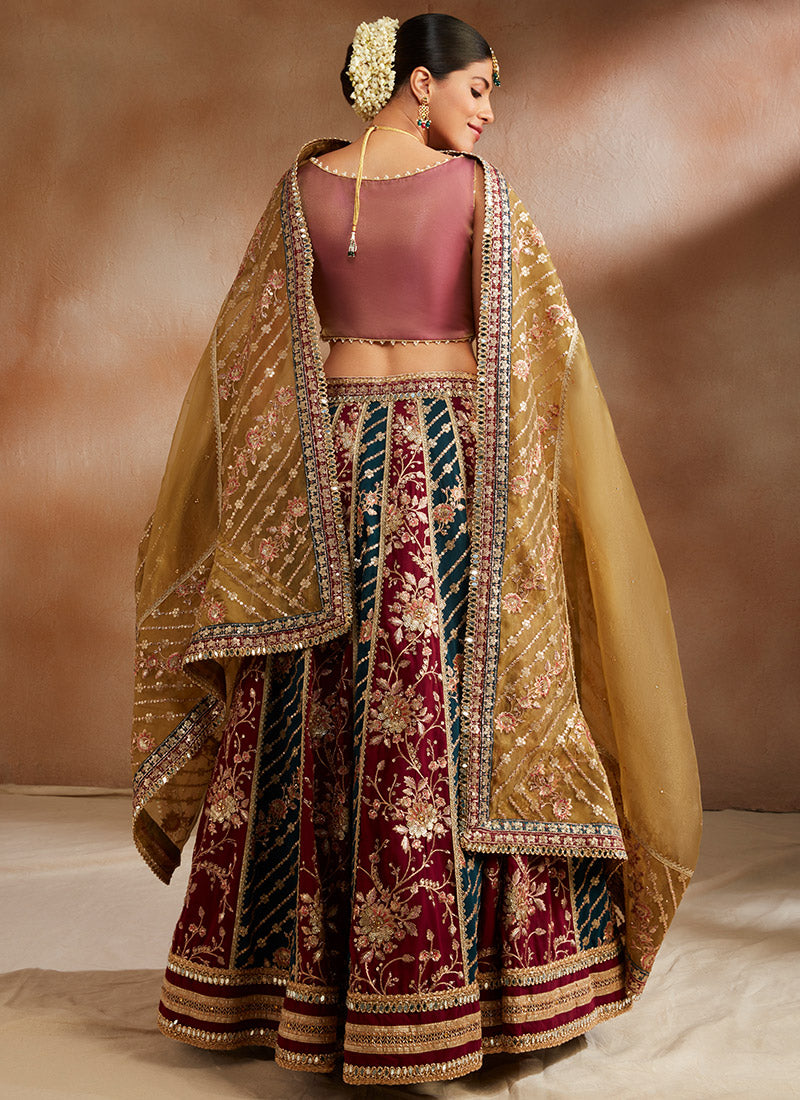 Multicolor Embroidered Georgette Lehenga