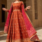 Deep Rust and Hot Pink Embroidered Anarkali