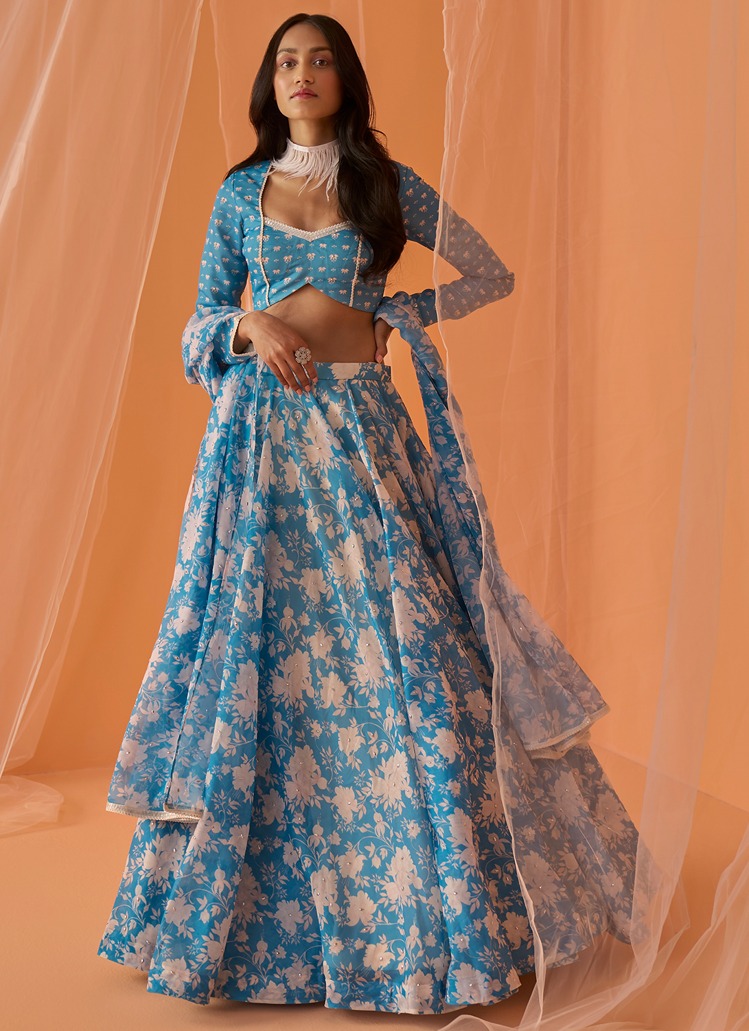 Lehenga choli 2025 sky blue