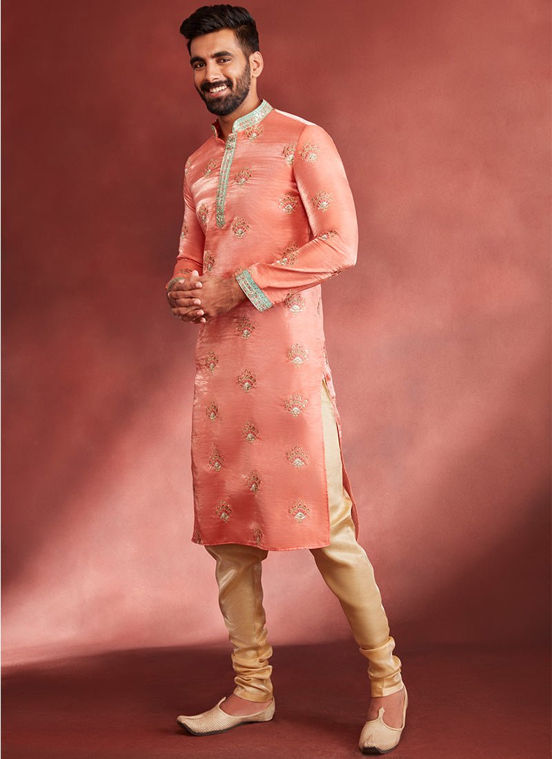 Coral Multicolor Silk Kurta Set - Lashkaraa