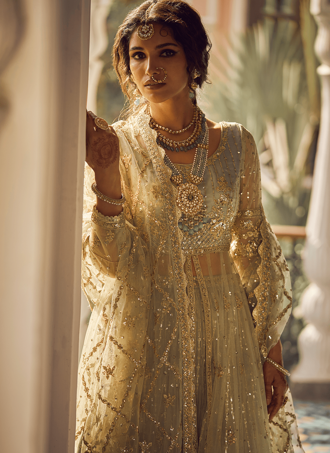 Light Mint Embroidered Anarkali Style Lehenga - Lashkaraa