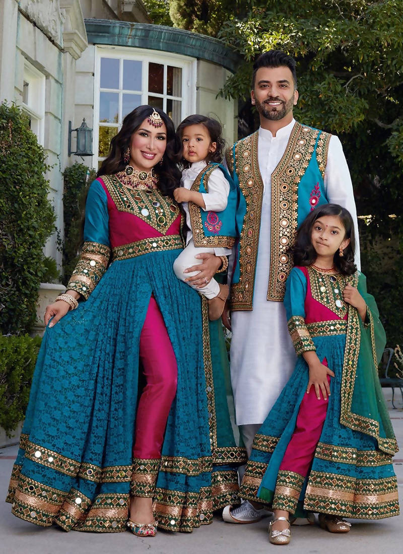 Kids Afghan Style Kurta Set With Vest