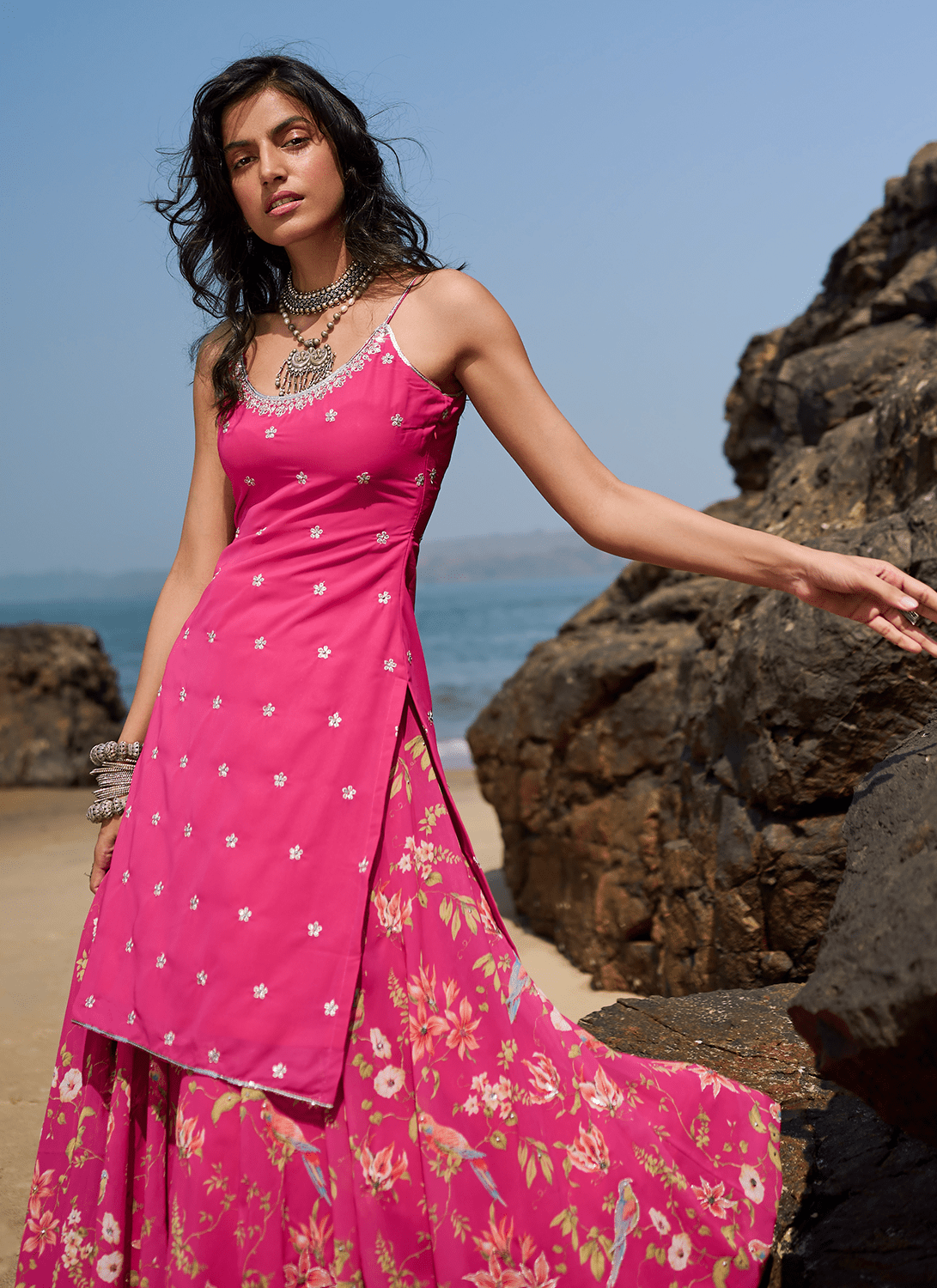 Pink Floral Printed Sharara Suit - Lashkaraa