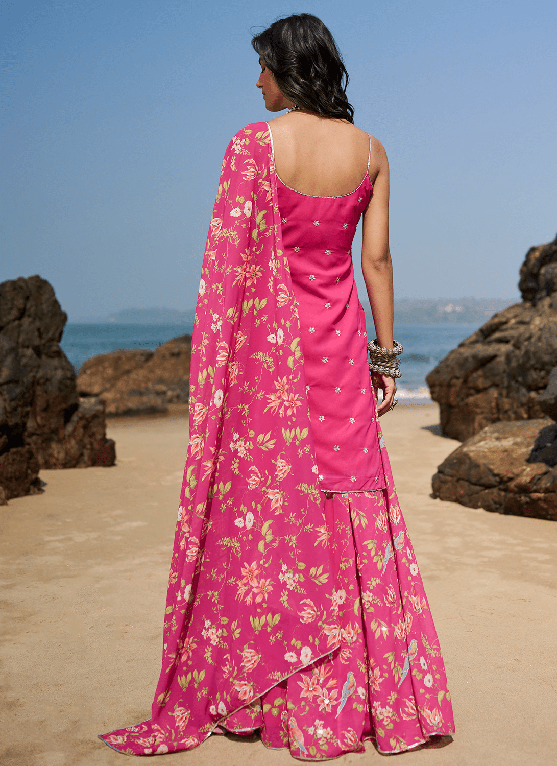 Pink Floral Printed Sharara Suit - Lashkaraa