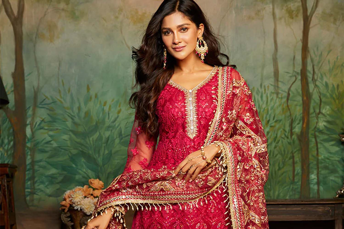 slim fit dress slacks Premium Designer Golden Indian Bridal Dresses Online 2021 – Nameera by  Farooq main image 1