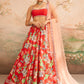 Red Floral Printed Lehenga