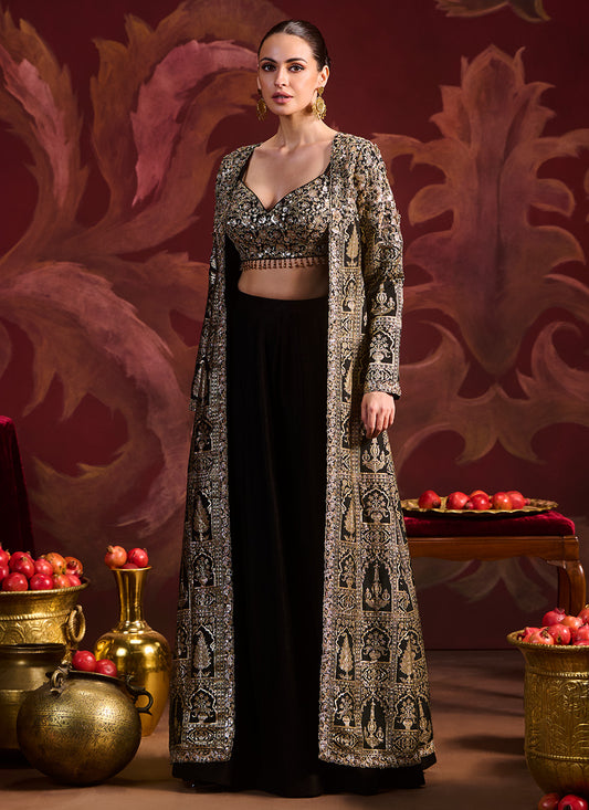 Black and Gold Brocade Jacket Style Set