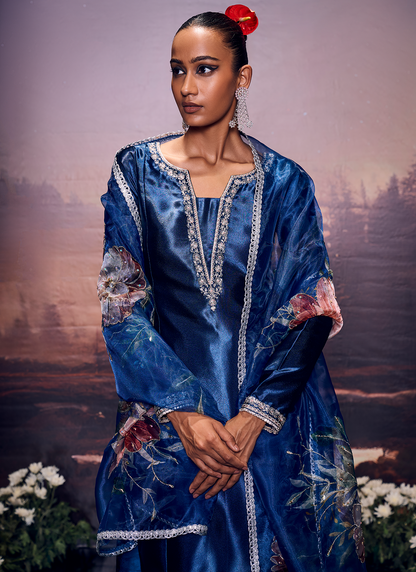 Navy blue palazzo suit hot sale