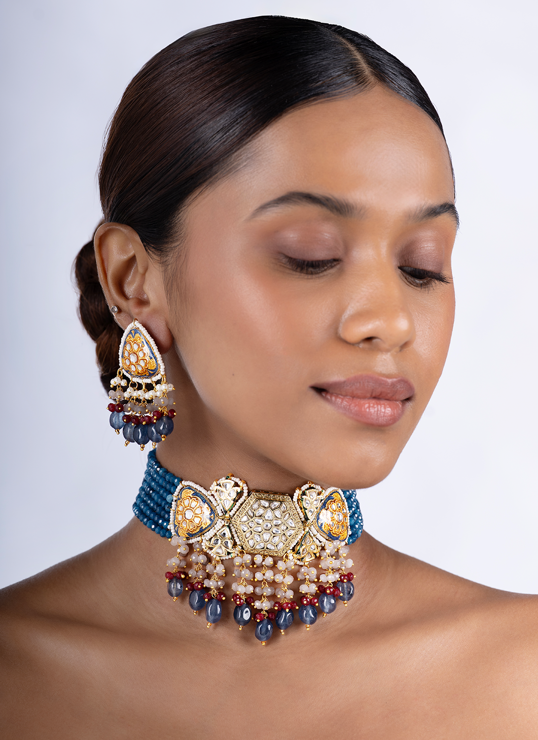 Royal Blue Meenakari Choker Set