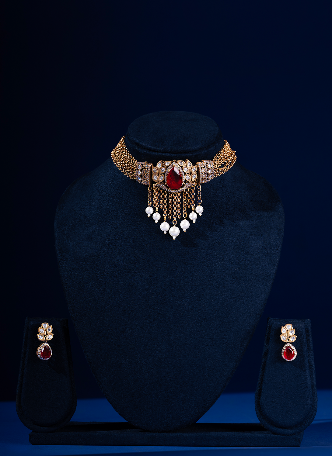 Ruby and Gold Kundan Choker Set