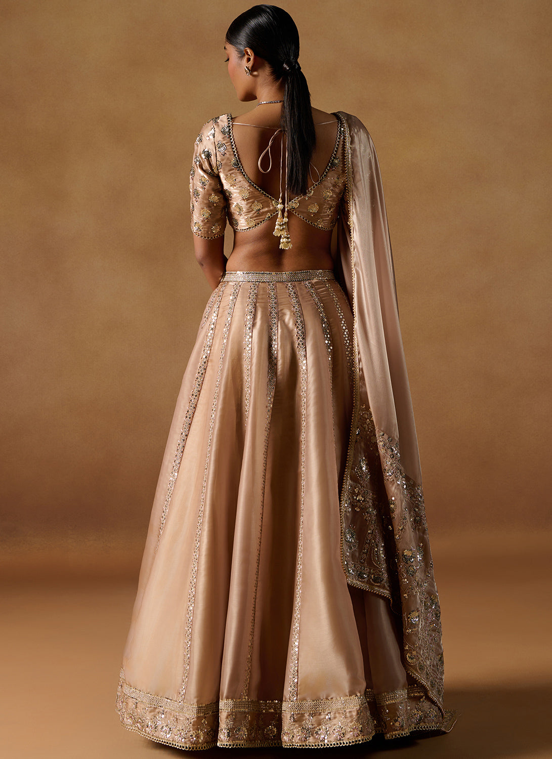Gold Embroidered Tissue Lehenga