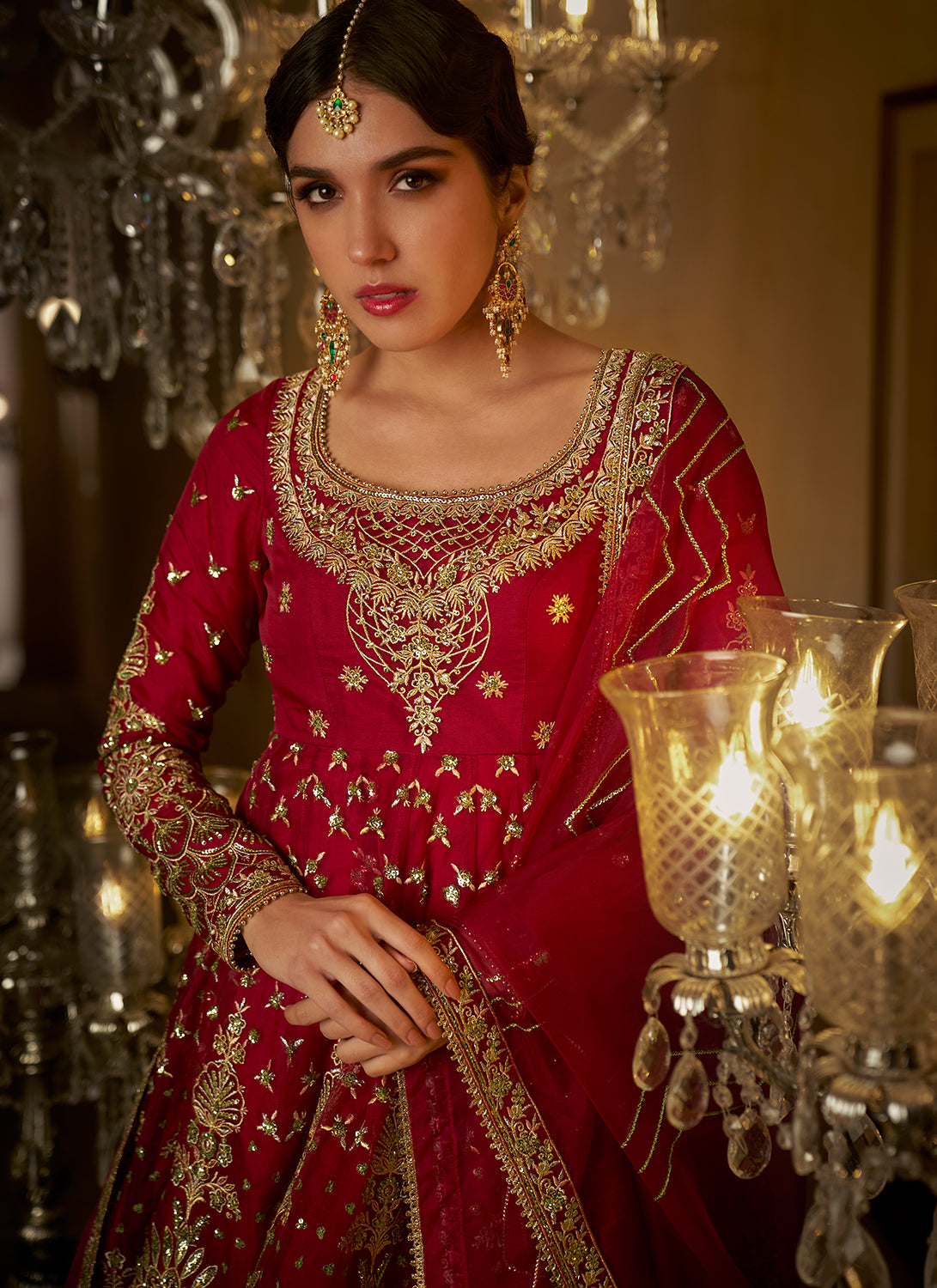 Wine Embroidered Peplum Style Punjabi Suit – Lashkaraa
