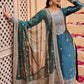 Deep Sea Green Embroidered Straight Suit