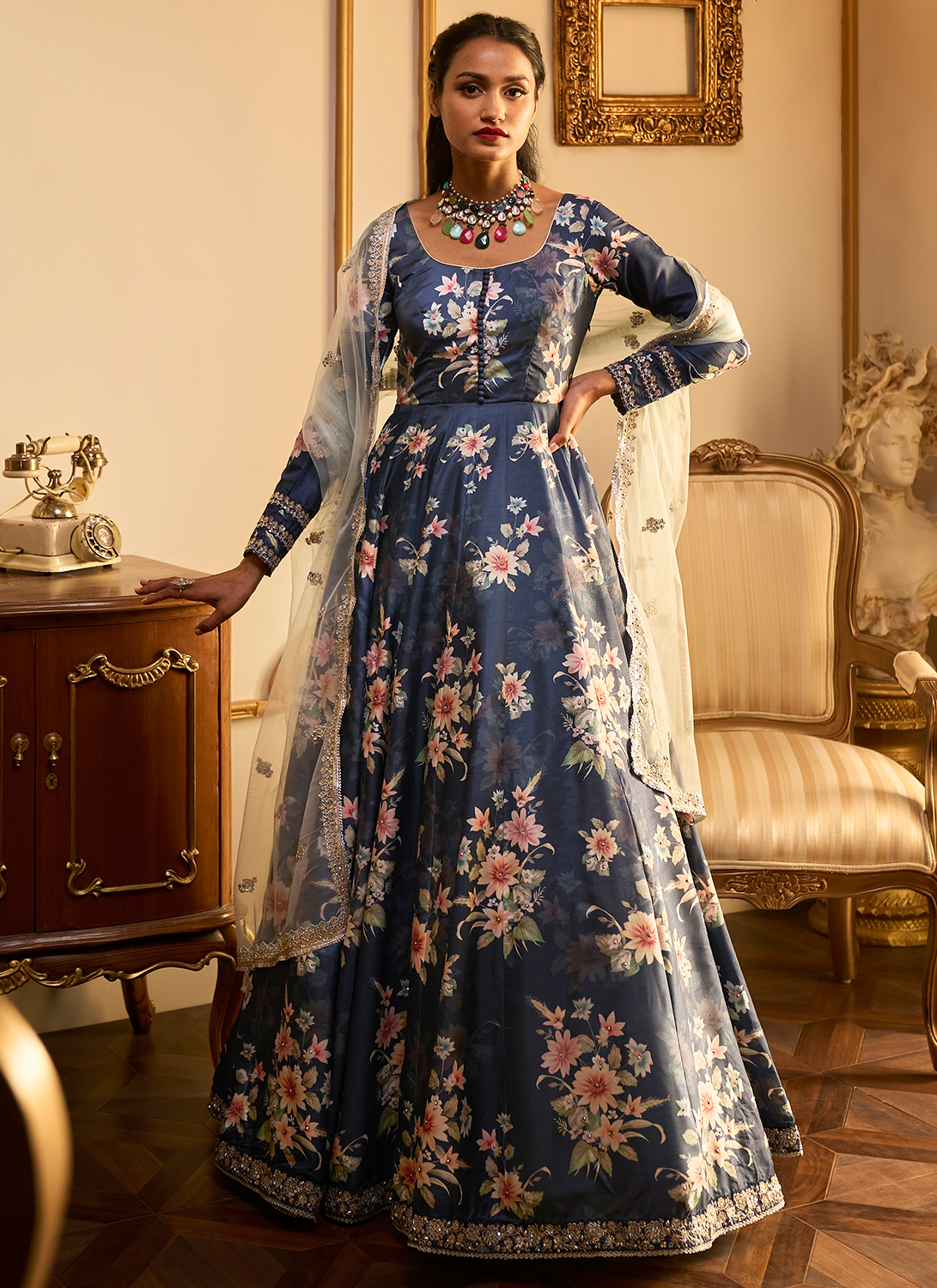 Latest Party Wear Royal Blue Anarkali Suit | Gown for Wedding 2021