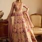 Dusty Beige Floral Printed Anarkali