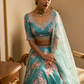 Turquoise Floral Printed Lehenga