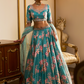 Turquoise Floral Printed Lehenga