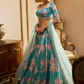 Turquoise Floral Printed Lehenga
